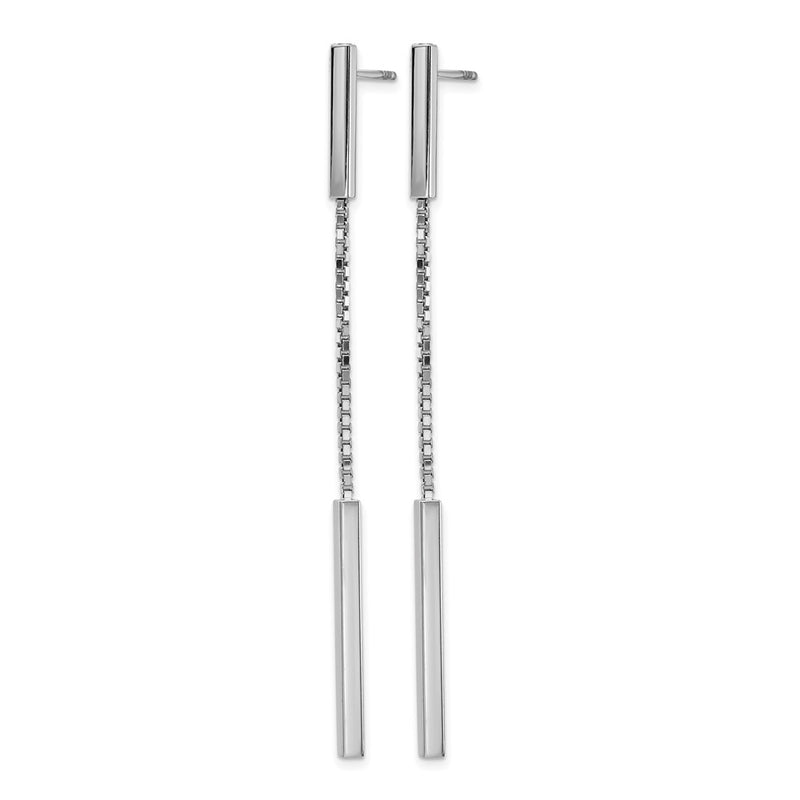 Sterling Silver Rhod Plat Polished Bar Post Dangle Earrings