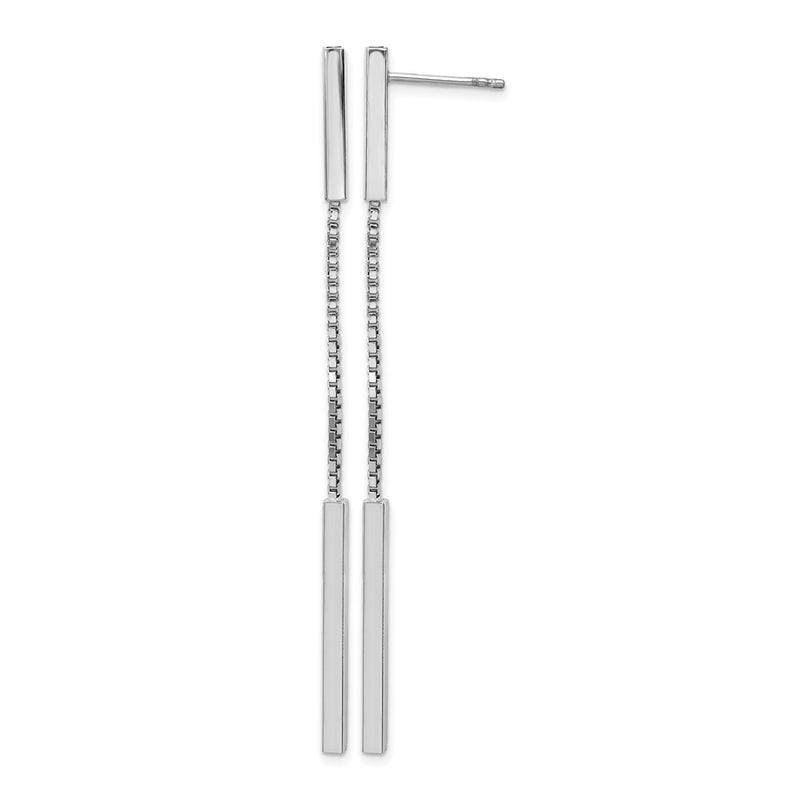 Sterling Silver Rhod Plat Polished Bar Post Dangle Earrings