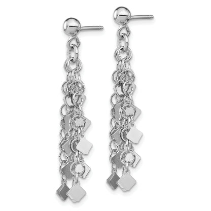 Sterling Silver Rhodium Plated Post Dangle Earrings