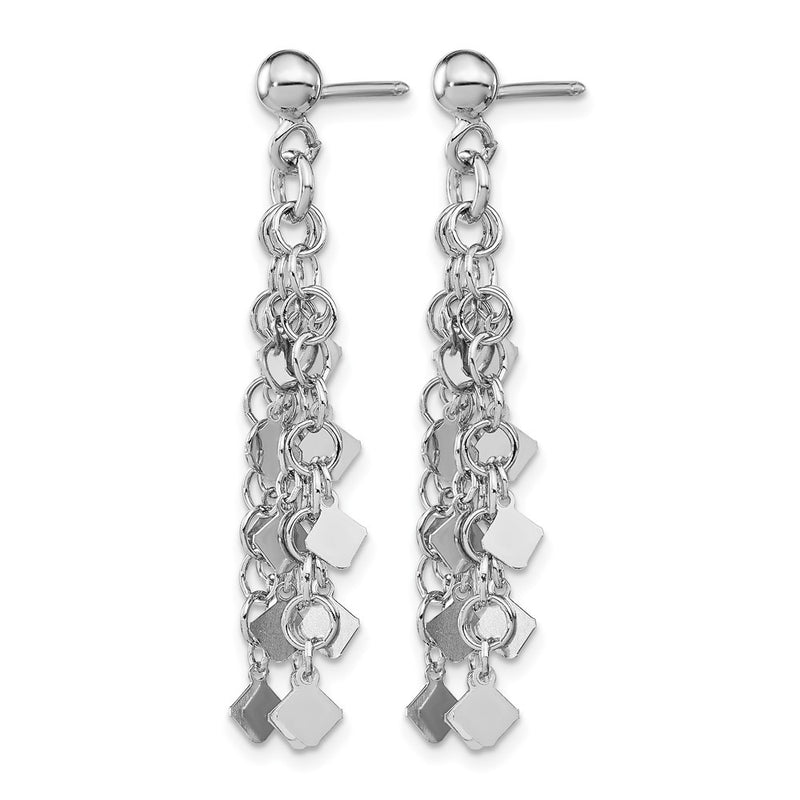 Sterling Silver Rhodium Plated Post Dangle Earrings