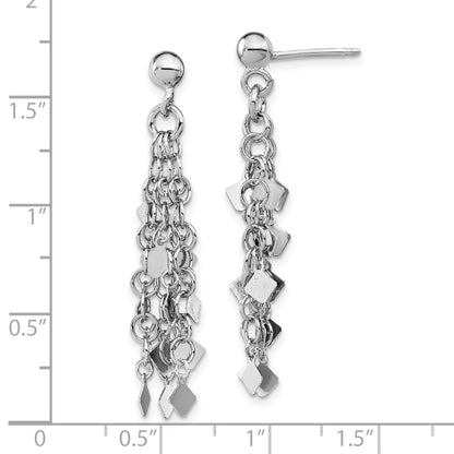 Sterling Silver Rhodium Plated Post Dangle Earrings