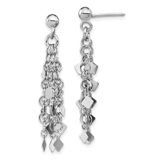 Sterling Silver Rhodium Plated Post Dangle Earrings