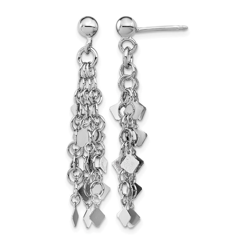 Sterling Silver Rhodium Plated Post Dangle Earrings
