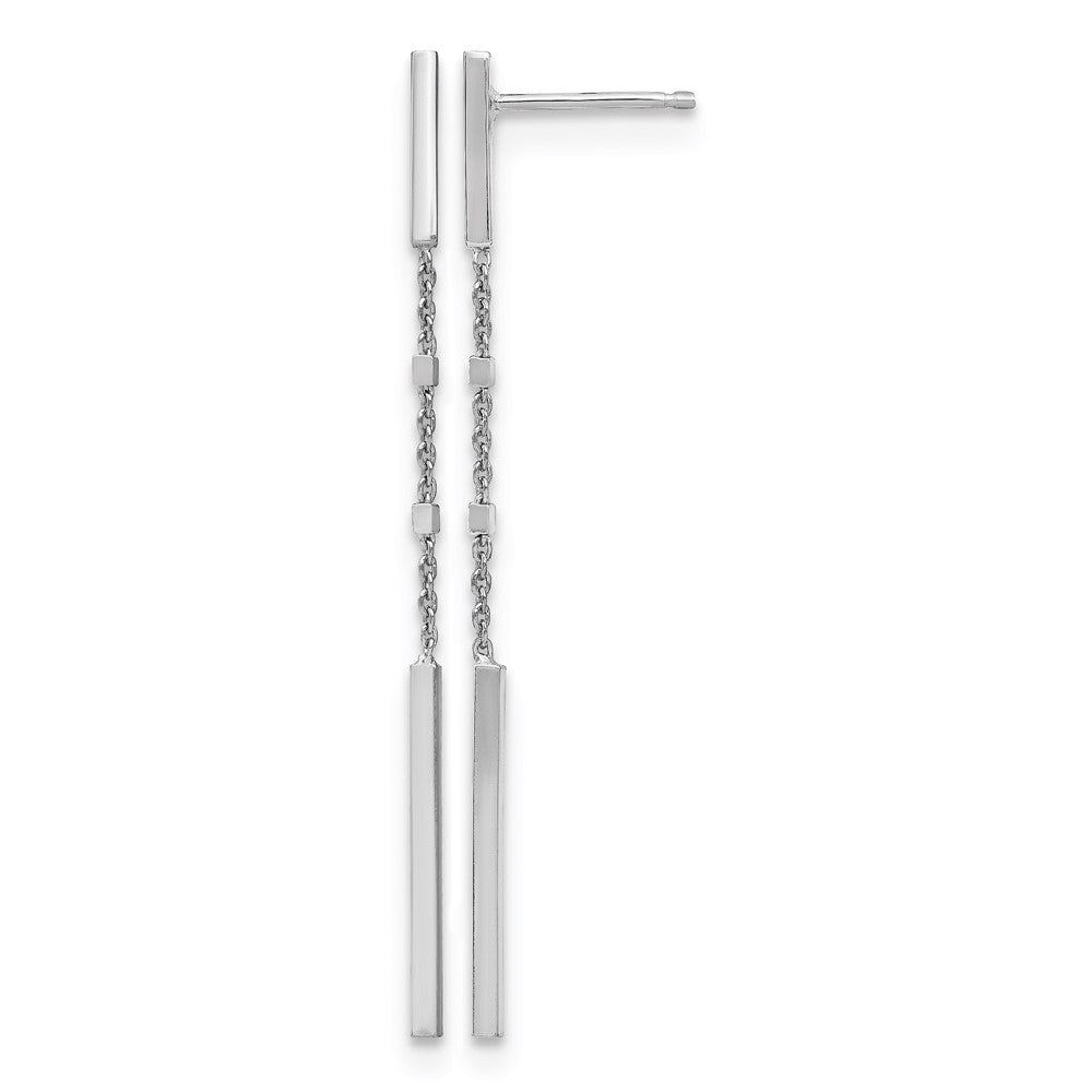 Sterling Silver Rhodium Plated Polished Post Dangle Earrings