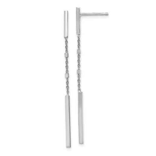 Sterling Silver Rhodium Plated Polished Post Dangle Earrings