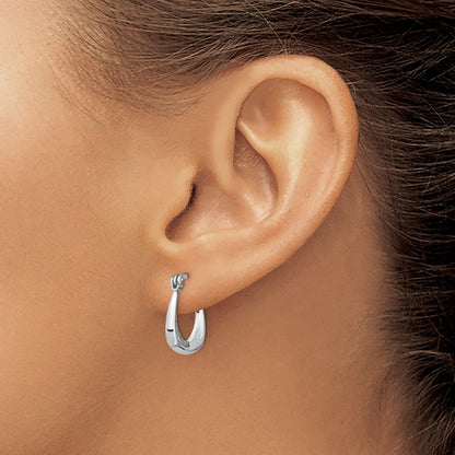 Sterling Silver Rhodium Plated Huggie Earrings