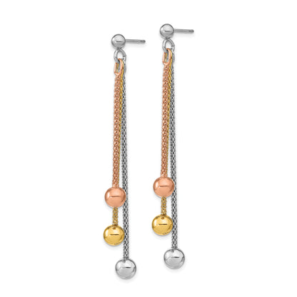 Sterling Silver Rose & Yellow Gold Plated Post Dangle Earrings