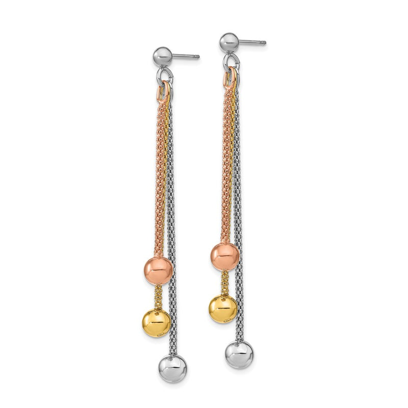 Sterling Silver Rose & Yellow Gold Plated Post Dangle Earrings