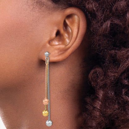 Sterling Silver Rose & Yellow Gold Plated Post Dangle Earrings