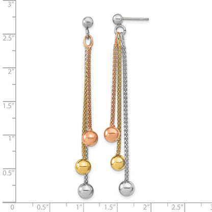 Sterling Silver Rose & Yellow Gold Plated Post Dangle Earrings