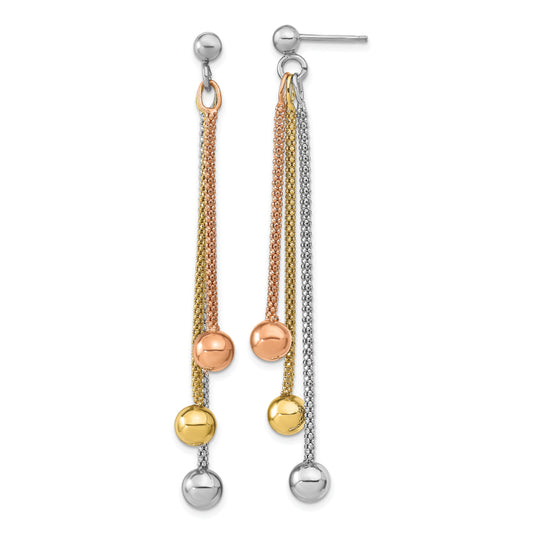 Sterling Silver Rose & Yellow Gold Plated Post Dangle Earrings