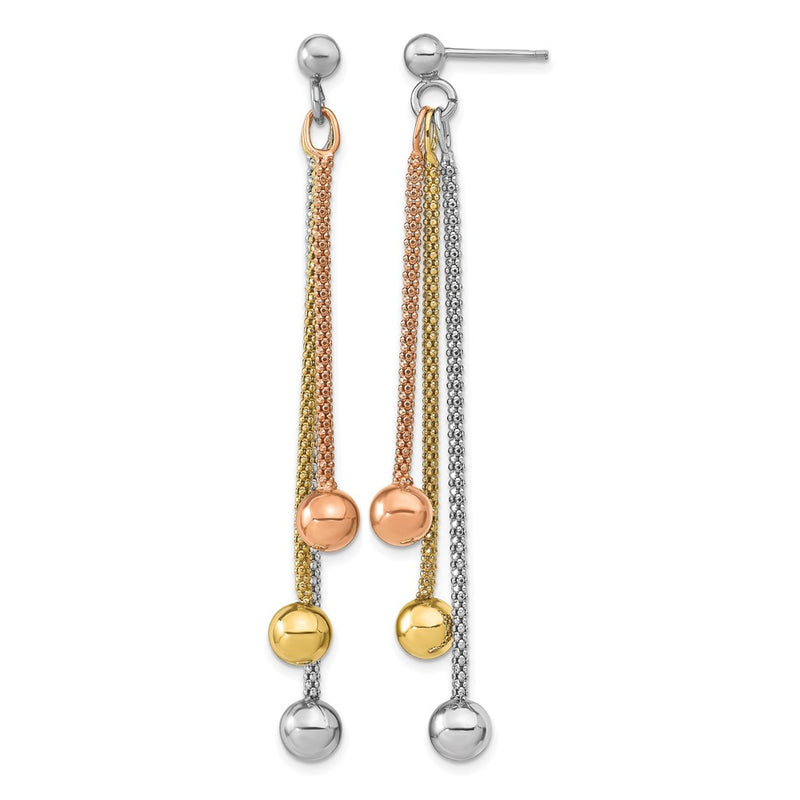 Sterling Silver Rose & Yellow Gold Plated Post Dangle Earrings