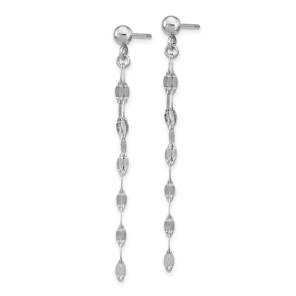 Sterling Silver Rhodium Plated Polished Post Dangle Earrings