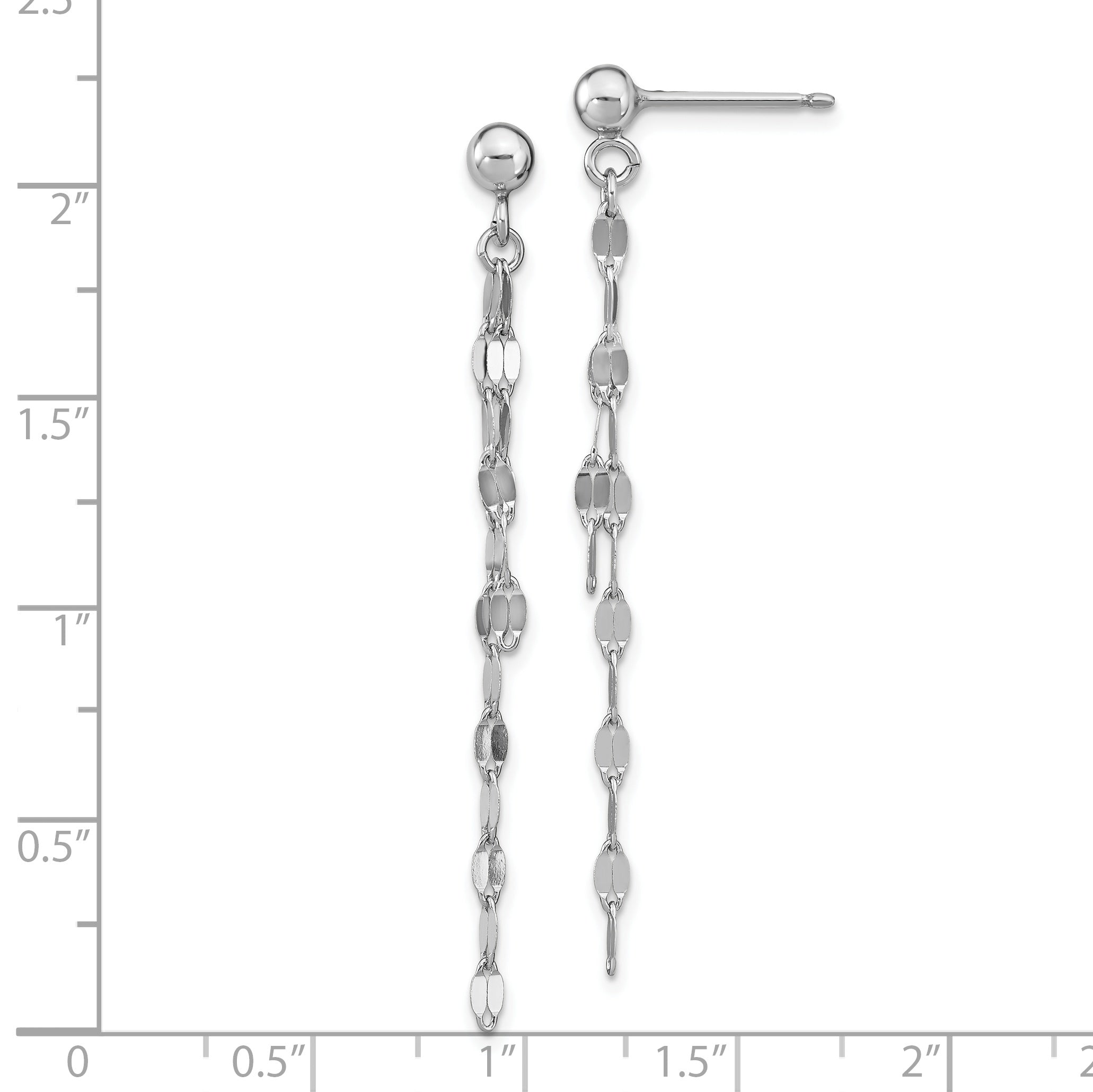 Sterling Silver Rhodium Plated Polished Post Dangle Earrings
