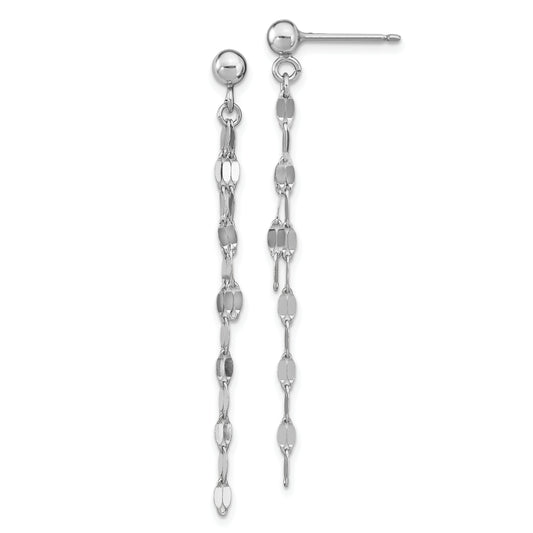 Sterling Silver Rhodium Plated Polished Post Dangle Earrings