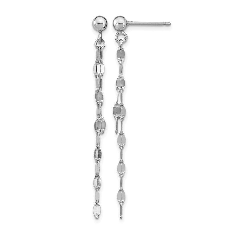 Sterling Silver Rhodium Plated Polished Post Dangle Earrings
