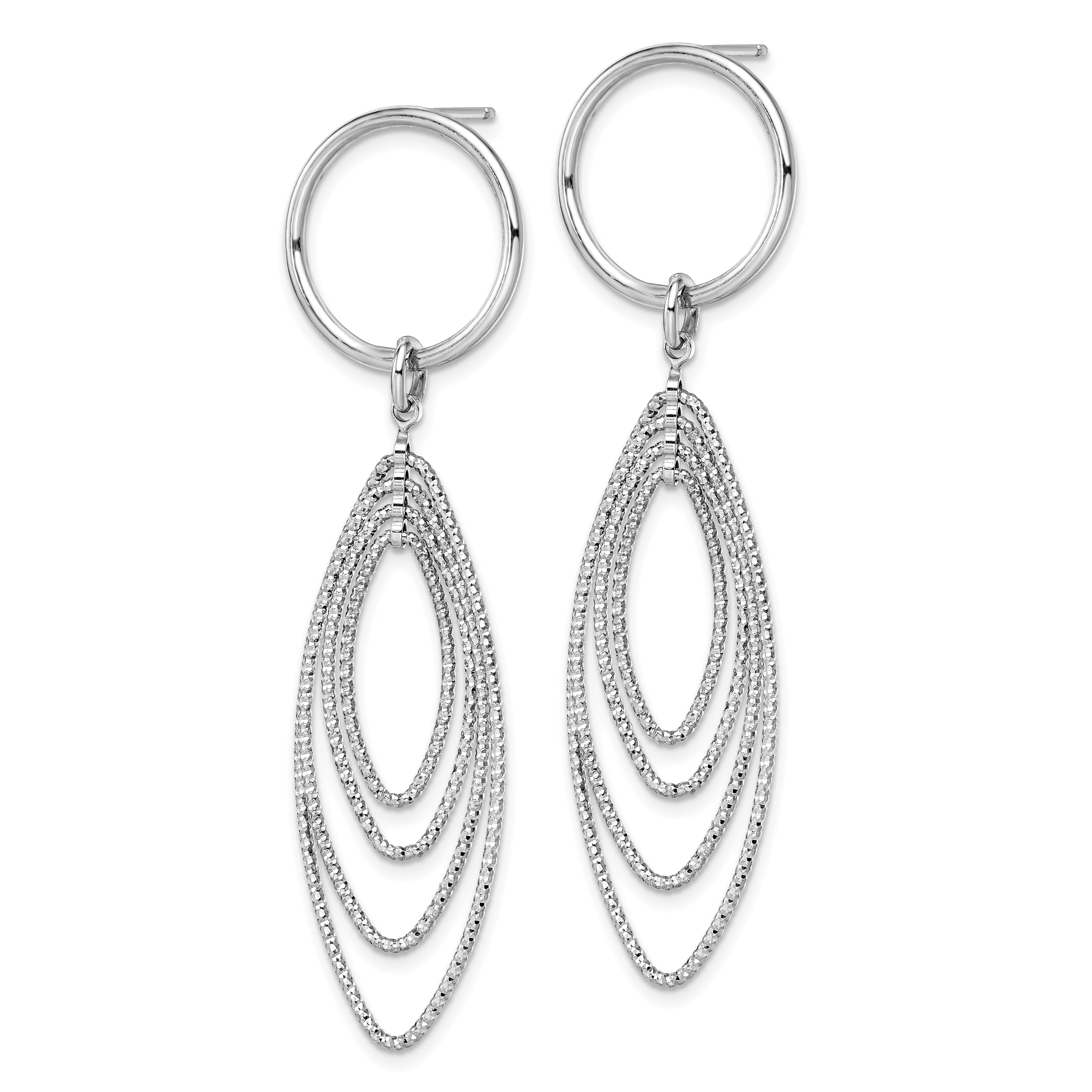 Sterling Silver Rhodium Plated Post Dangle Earrings
