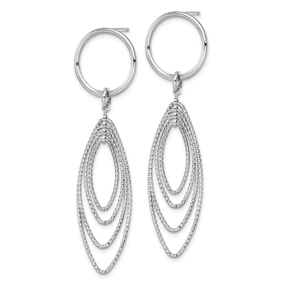 Sterling Silver Rhodium Plated Post Dangle Earrings