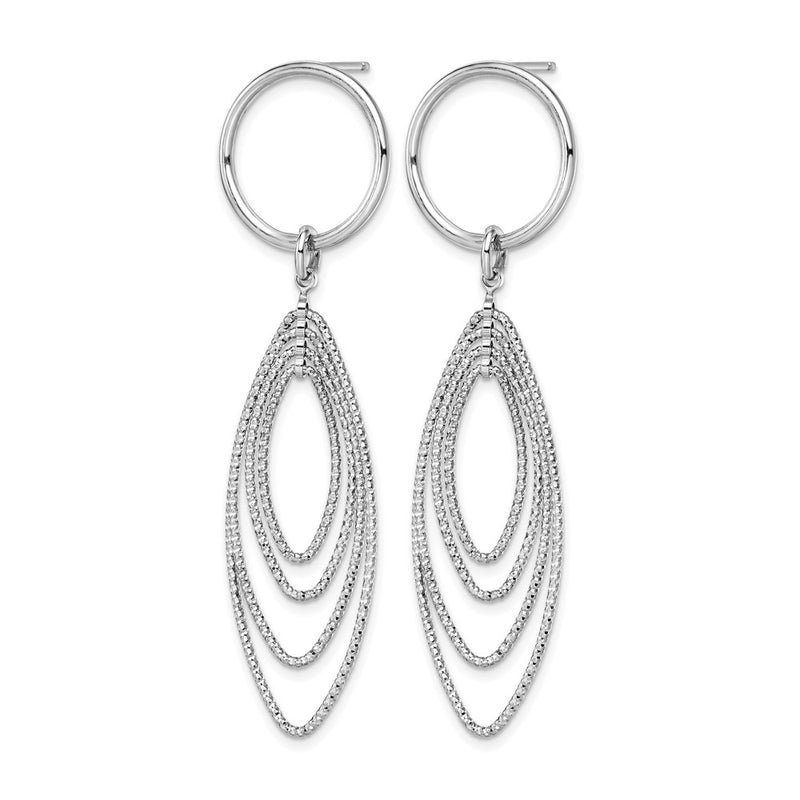 Sterling Silver Rhodium Plated Post Dangle Earrings