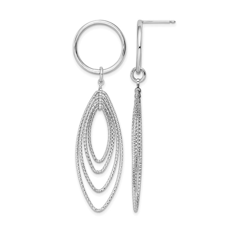 Sterling Silver Rhodium Plated Post Dangle Earrings