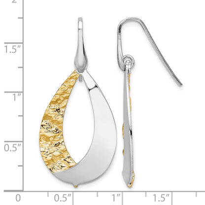 Gold Plated Sterling Silver Rhod D/C Dangle Earrings
