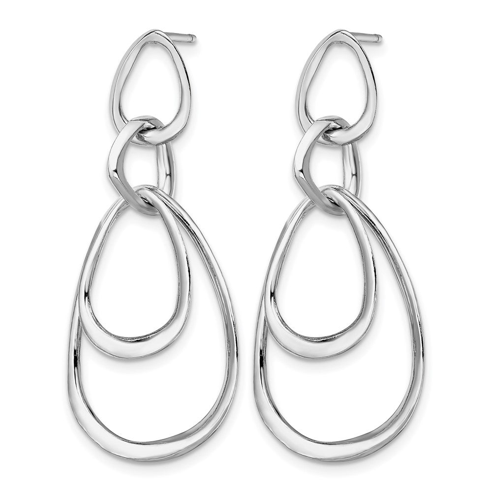 Sterling Silver Rhodium Plated Polished Post Dangle Earrings