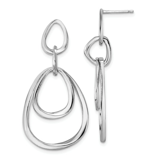Sterling Silver Rhodium Plated Polished Post Dangle Earrings