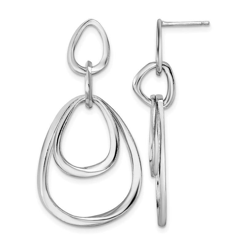 Sterling Silver Rhodium Plated Polished Post Dangle Earrings