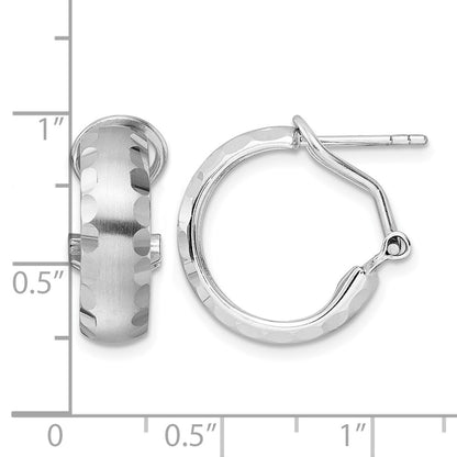 Sterling Silver Radiant Essence Ss Rhod Plated Brushed D/C Omega Back Earrings