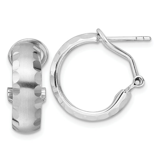 Sterling Silver Radiant Essence Ss Rhod Plated Brushed D/C Omega Back Earrings