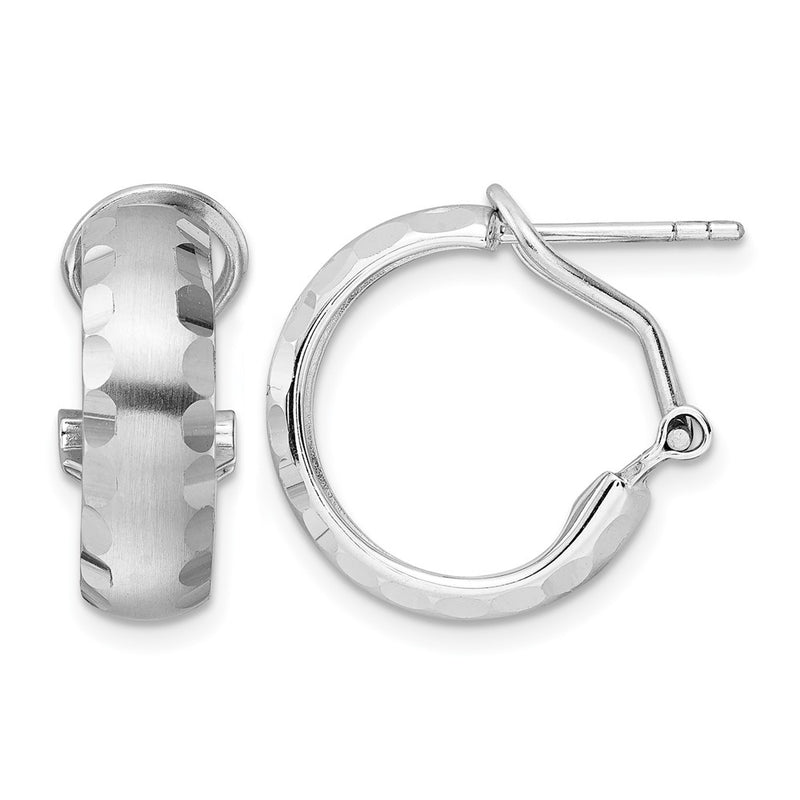 Sterling Silver Radiant Essence Ss Rhod Plated Brushed D/C Omega Back Earrings