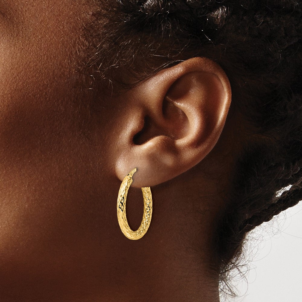 Sterling Silver Gold Tone Polished D/C Hoop Earrings