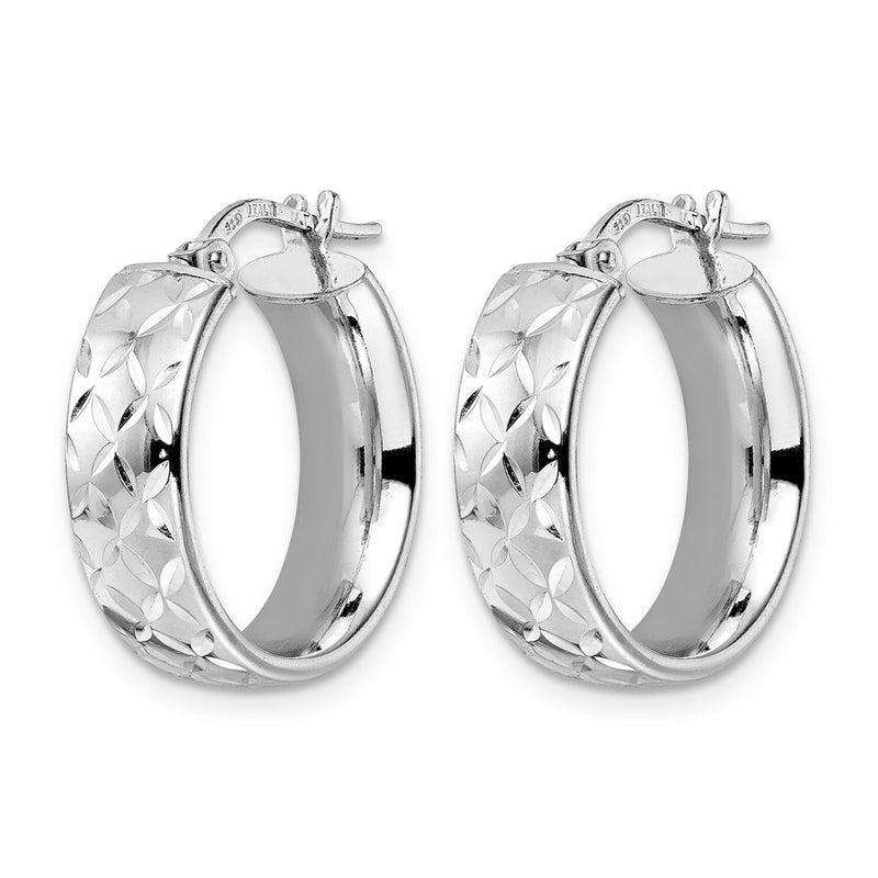 Sterling Silver Rhod Plated Polished D/C Hoop Earrings