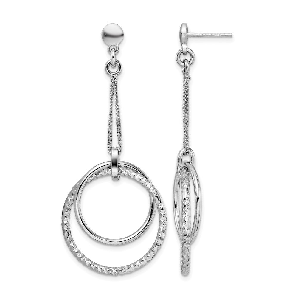Sterling Silver Rhod Plated Polished D/C Post Dangle Earrings