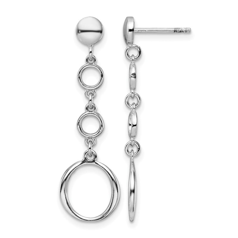 Sterling Silver Rhod Plated Post Dangle Earrings