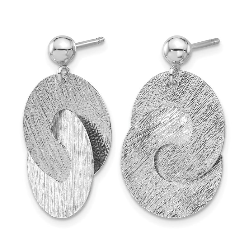 Sterling Silver Rhodium Plated Etched Circles Dangle Earrings