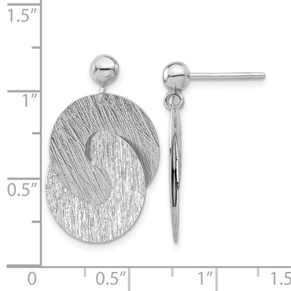 Sterling Silver Rhodium Plated Etched Circles Dangle Earrings