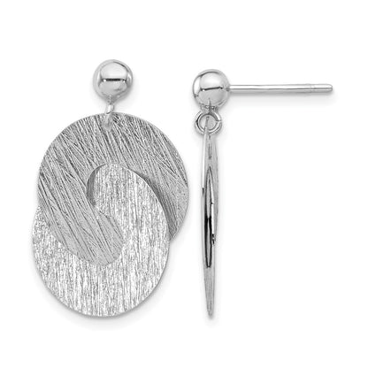 Sterling Silver Rhodium Plated Etched Circles Dangle Earrings