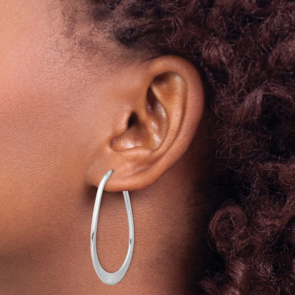Sterling Silver Rhodium Plated Etched Hoop Earrings