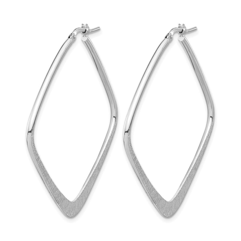 Sterling Silver Rhodium Plated Etched Square Hoop Earrings
