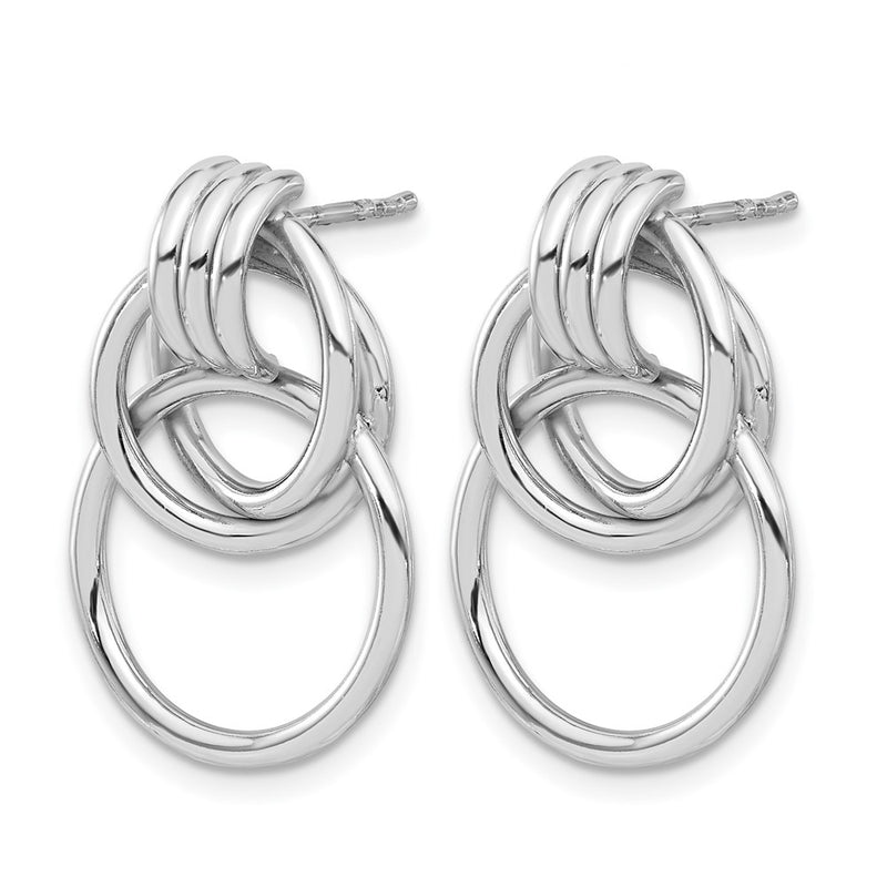 Sterling Silver Rh Plated Polished Circle Drop Post Earrings