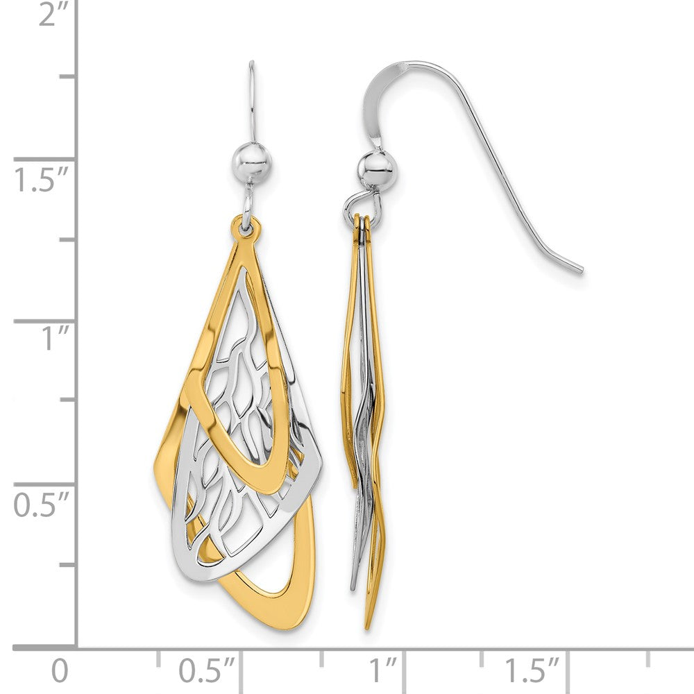 Sterling Silver Rhodium Plated And Gold Tone Dangle Earrings