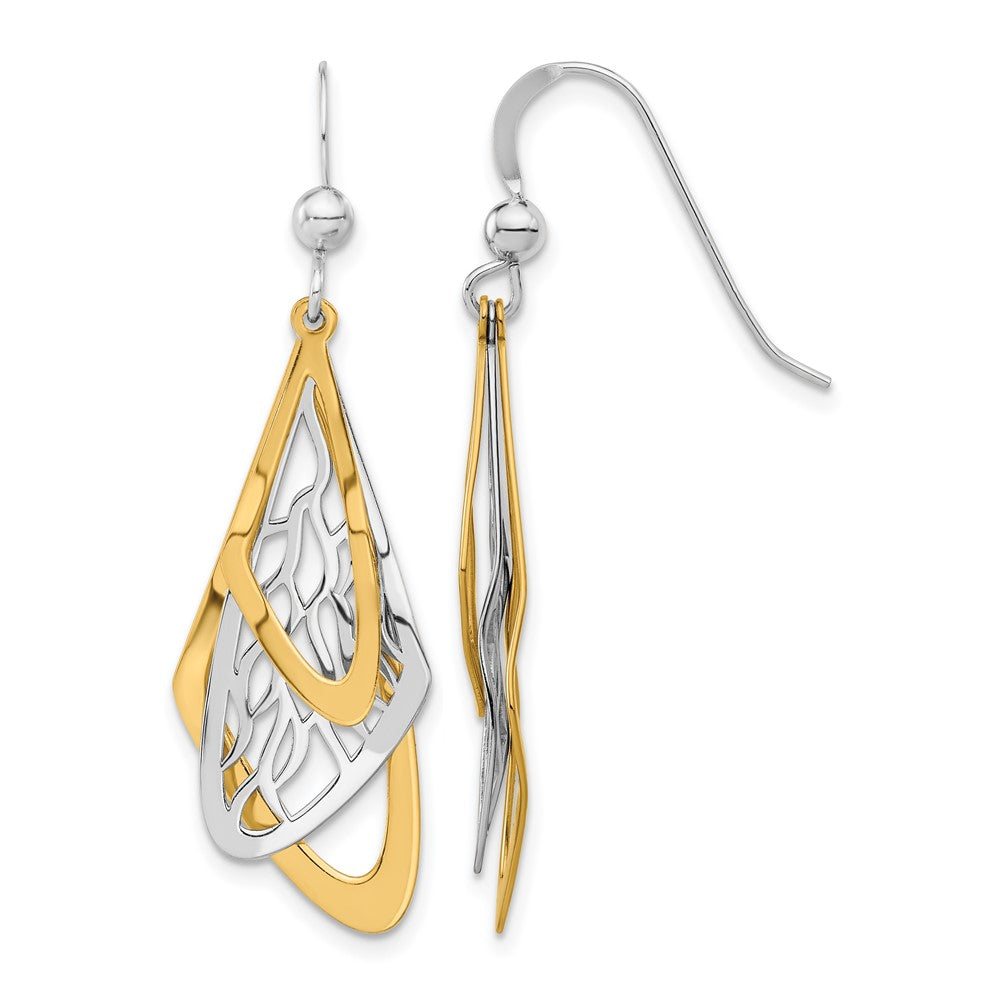 Sterling Silver Rhodium Plated And Gold Tone Dangle Earrings
