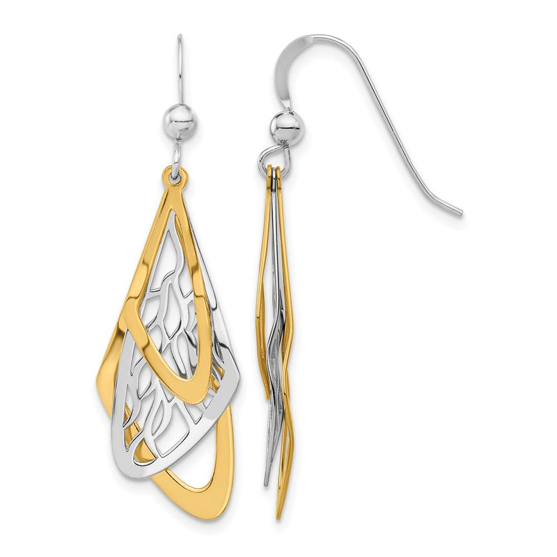 Sterling Silver Rhodium Plated And Gold Tone Dangle Earrings