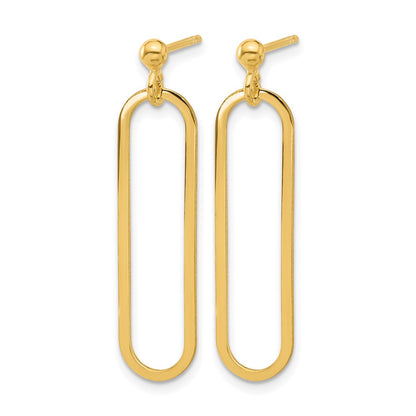 Gold Plated Sterling Silver Polished Paperclip Post Dangle Earring