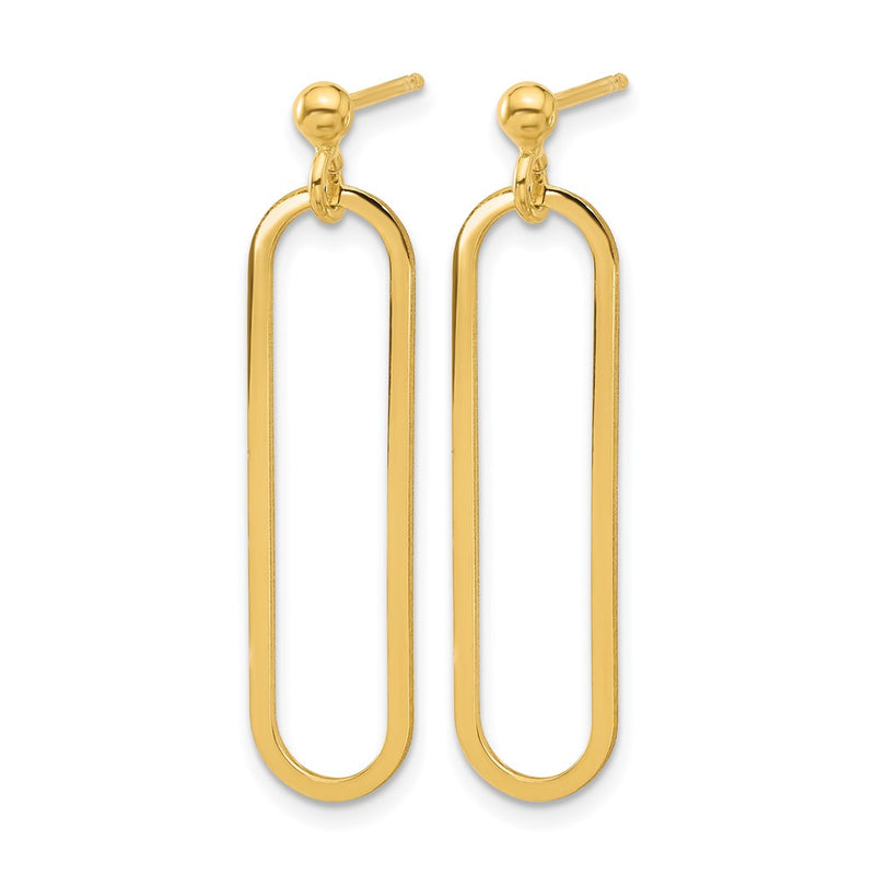 Gold Plated Sterling Silver Polished Paperclip Post Dangle Earring