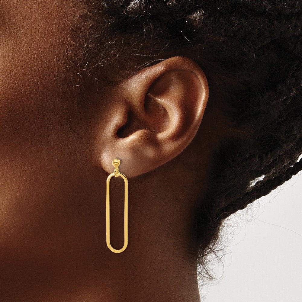 Gold Plated Sterling Silver Polished Paperclip Post Dangle Earring