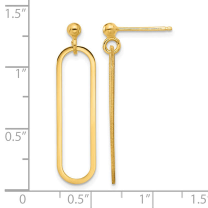 Gold Plated Sterling Silver Polished Paperclip Post Dangle Earring