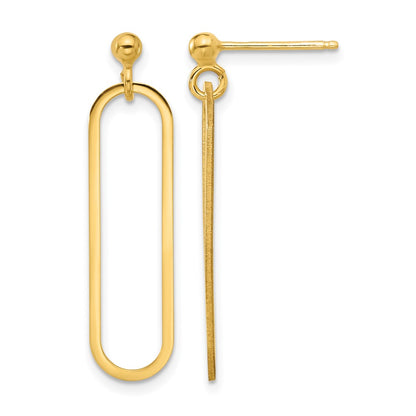 Gold Plated Sterling Silver Polished Paperclip Post Dangle Earring