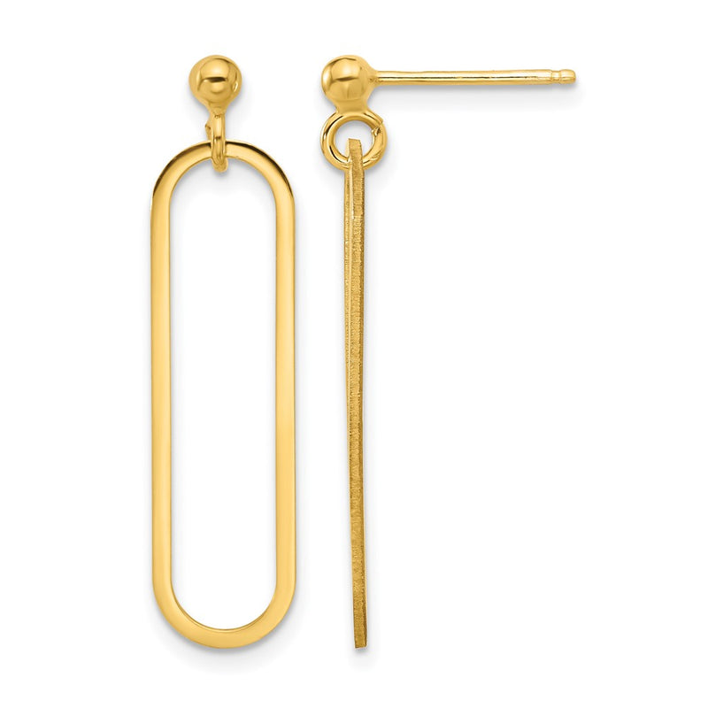 Gold Plated Sterling Silver Polished Paperclip Post Dangle Earring